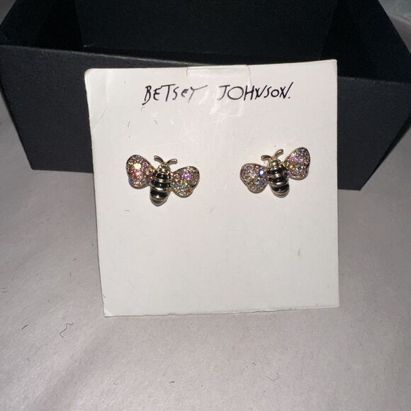 Betsey Johnson Jewelry - Betsey Johnson Bees Iridescent Crystal Small  Earrings